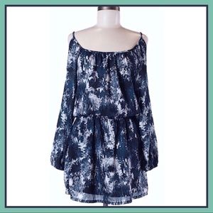 Aqua Blue Print Mini Dress